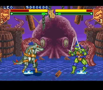 Teenage Mutant Ninja Turtles - Tournament Fighters (USA) (Beta) screen shot game playing